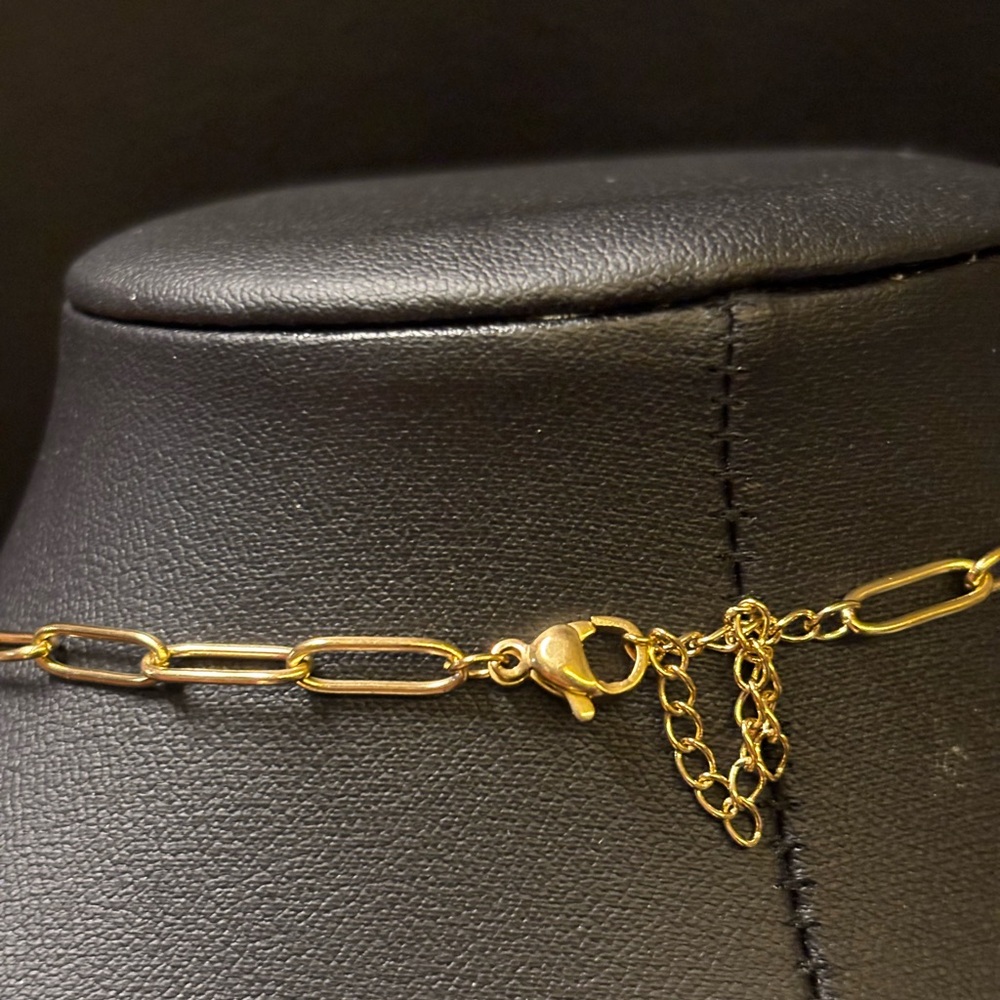 LV Zipper Pull Charm Blue And Gold Pendant/ Stainless Steel Necklace - Picture 4 of 4